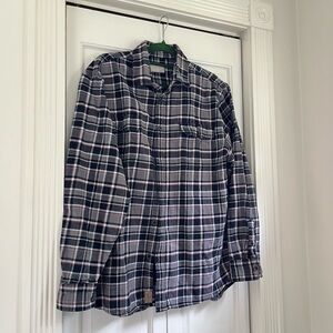 Jachs Men’s Flannel size XL 100% Cotton Black/Gray Red Thick Plaid Button up